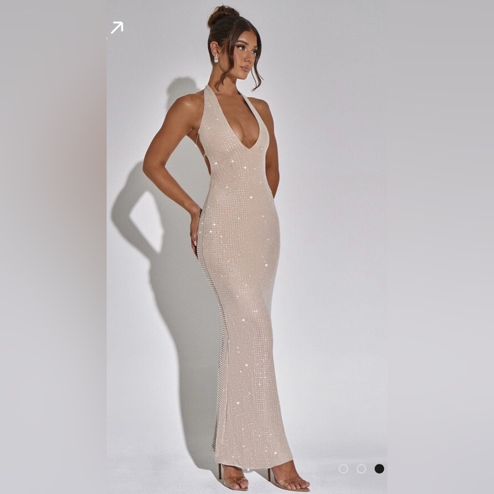 Champagne color Zayde Maxi Dress Oh Polly